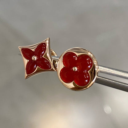 [Vicky]STAR AND SUN PINK GOLD CARNELIAN STUD EARRINGS