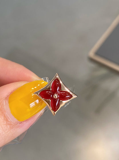 [Vicky]STAR AND SUN PINK GOLD CARNELIAN STUD EARRINGS