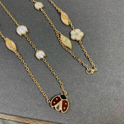 [Vicky]LUCKY SPRING 15 MOTIFS GOLD NECKLACE
