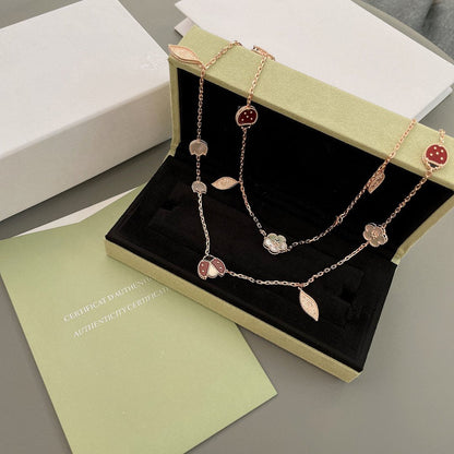 [Vicky]LUCKY SPRING 15 MOTIFS ROSE GOLD NECKLACE