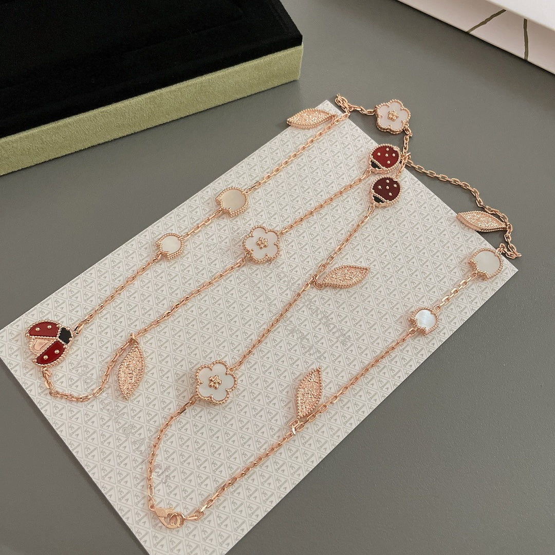 [Vicky]LUCKY SPRING 15 MOTIFS ROSE GOLD NECKLACE