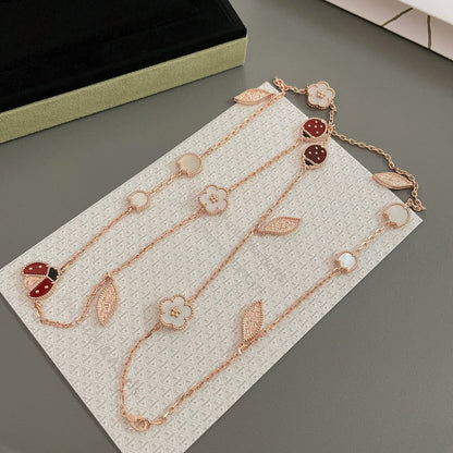 [Vicky]LUCKY SPRING 15 MOTIFS ROSE GOLD NECKLACE