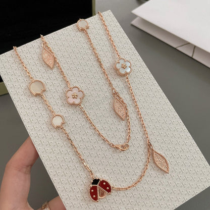 [Vicky]LUCKY SPRING 15 MOTIFS ROSE GOLD NECKLACE
