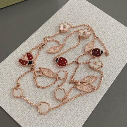 [Vicky]LUCKY SPRING 15 MOTIFS ROSE GOLD NECKLACE
