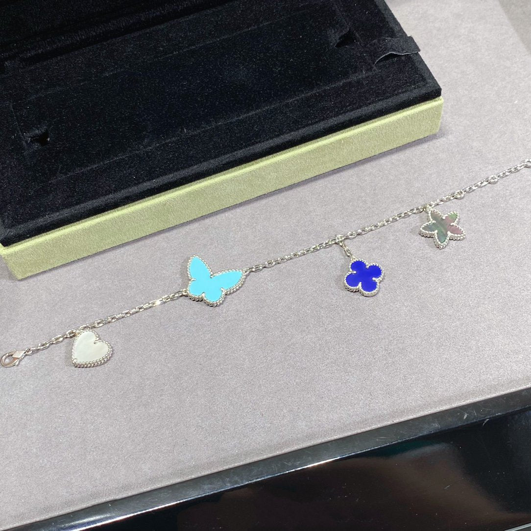 [Vicky]LUCKY SPRING SILVER BRACELET 4 MOTIF