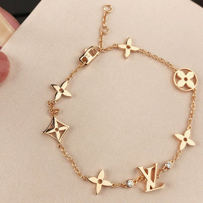 [Vicky]STAR AND SUN 7 MOTIFS GOLD BRACELET