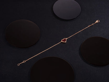 [Vicky]HEART CARNELIAN PINK GOLD BRACELET