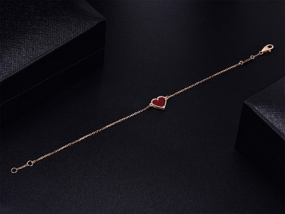 [Vicky]HEART CARNELIAN PINK GOLD BRACELET