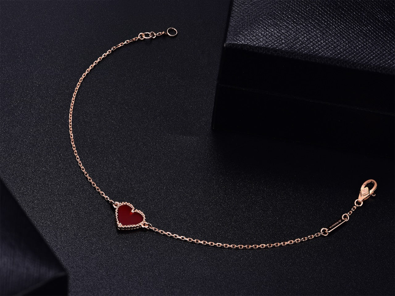 [Vicky]HEART CARNELIAN PINK GOLD BRACELET