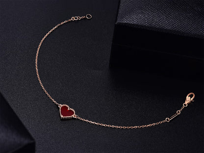 [Vicky]HEART CARNELIAN PINK GOLD BRACELET