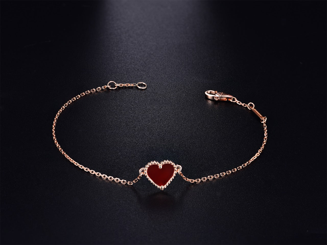 [Vicky]HEART CARNELIAN PINK GOLD BRACELET