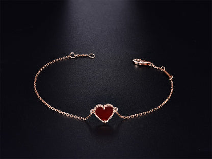 [Vicky]HEART CARNELIAN PINK GOLD BRACELET