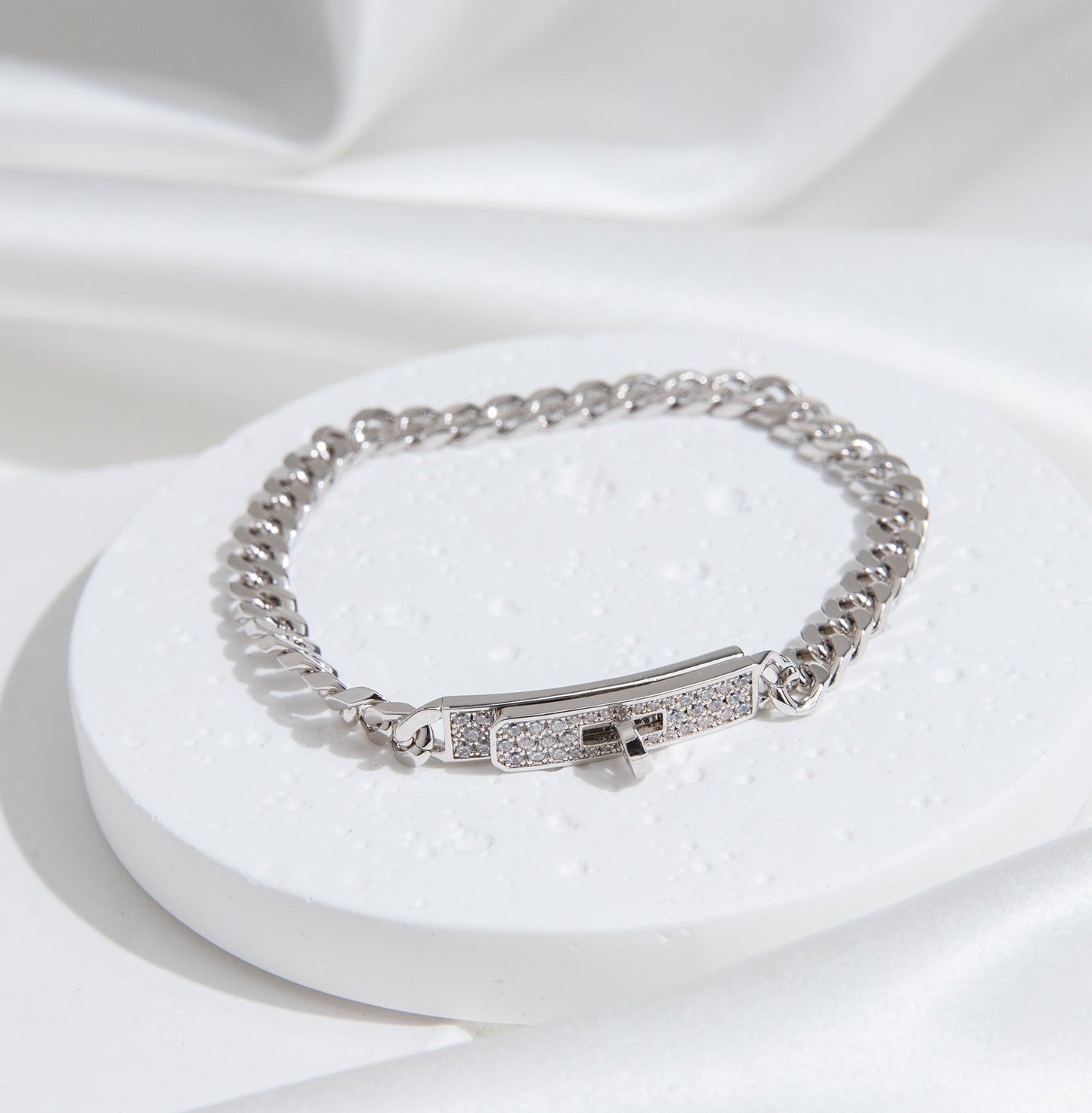 [Vicky]KELLY CHAIN SILVER DIAMOND BRACELET