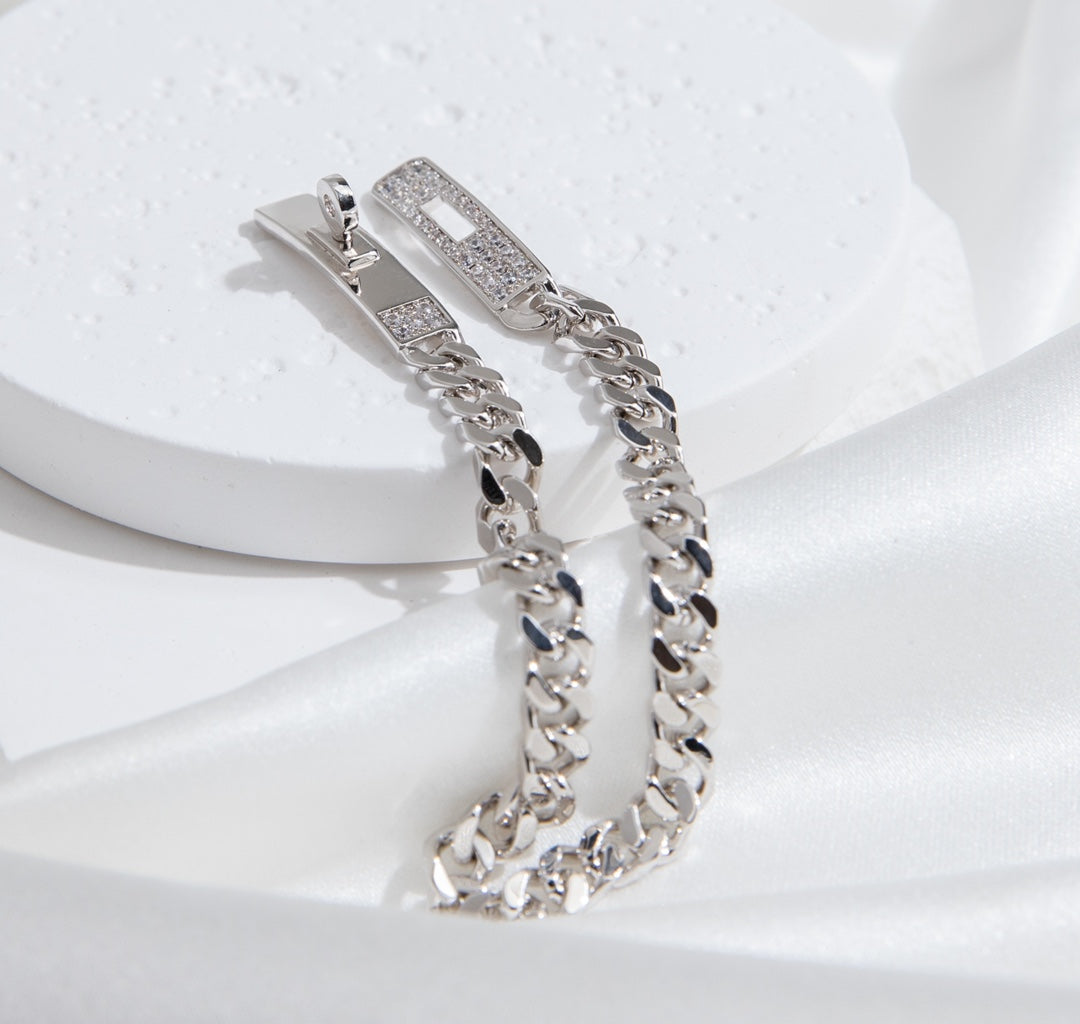 [Vicky]KELLY CHAIN SILVER DIAMOND BRACELET