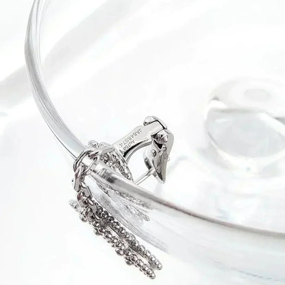 [Vicky]CLOVER 2 MOTIFS  DIAMOND ONYX EARRINGS SILVER