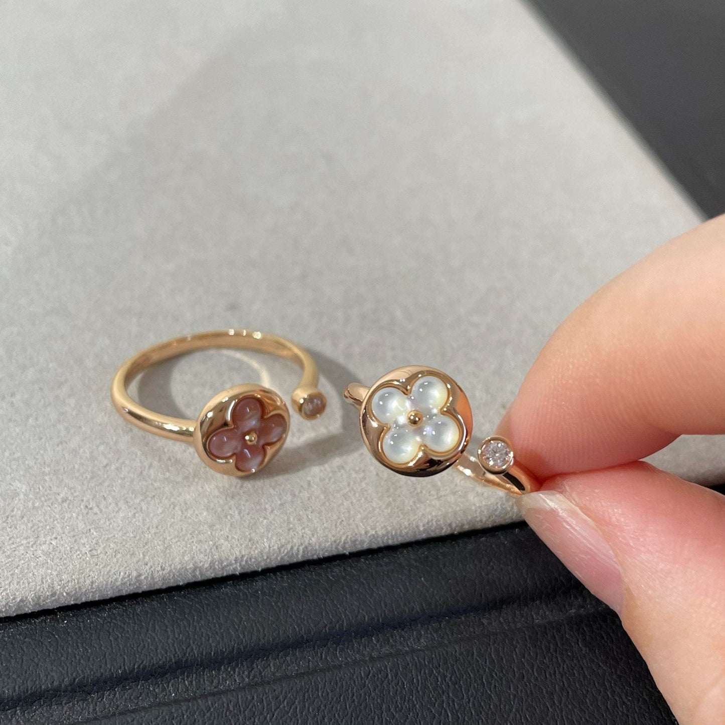 [Vicky]SUN 1 DIAMOND PINK MOP RING