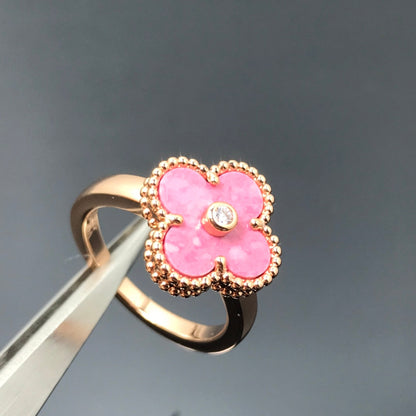 [Vicky]CLOVER RHODONITE ROSE GOLD RING