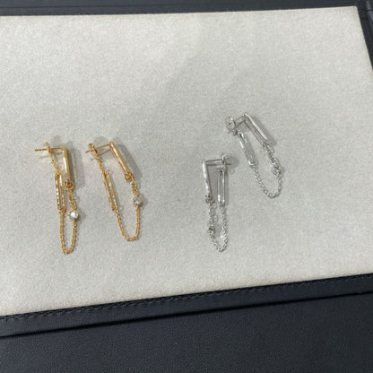 [Vicky]CHAINE CHAOS DIAMOND DROP EARRINGS