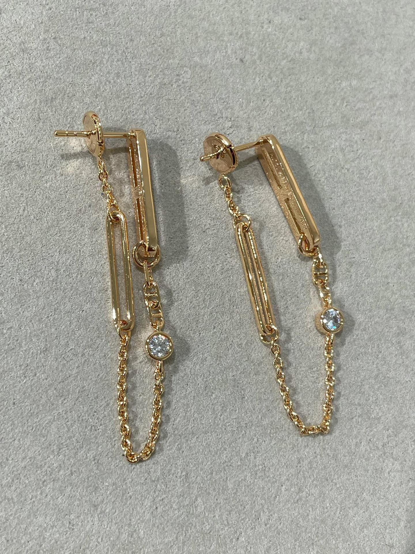 [Vicky]CHAINE CHAOS DIAMOND DROP EARRINGS
