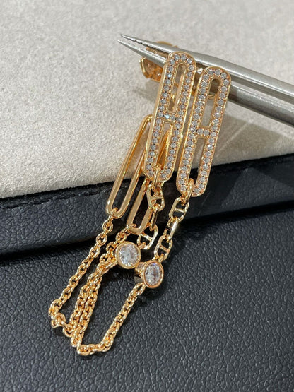 [Vicky]CHAINE CHAOS DIAMOND DROP EARRINGS