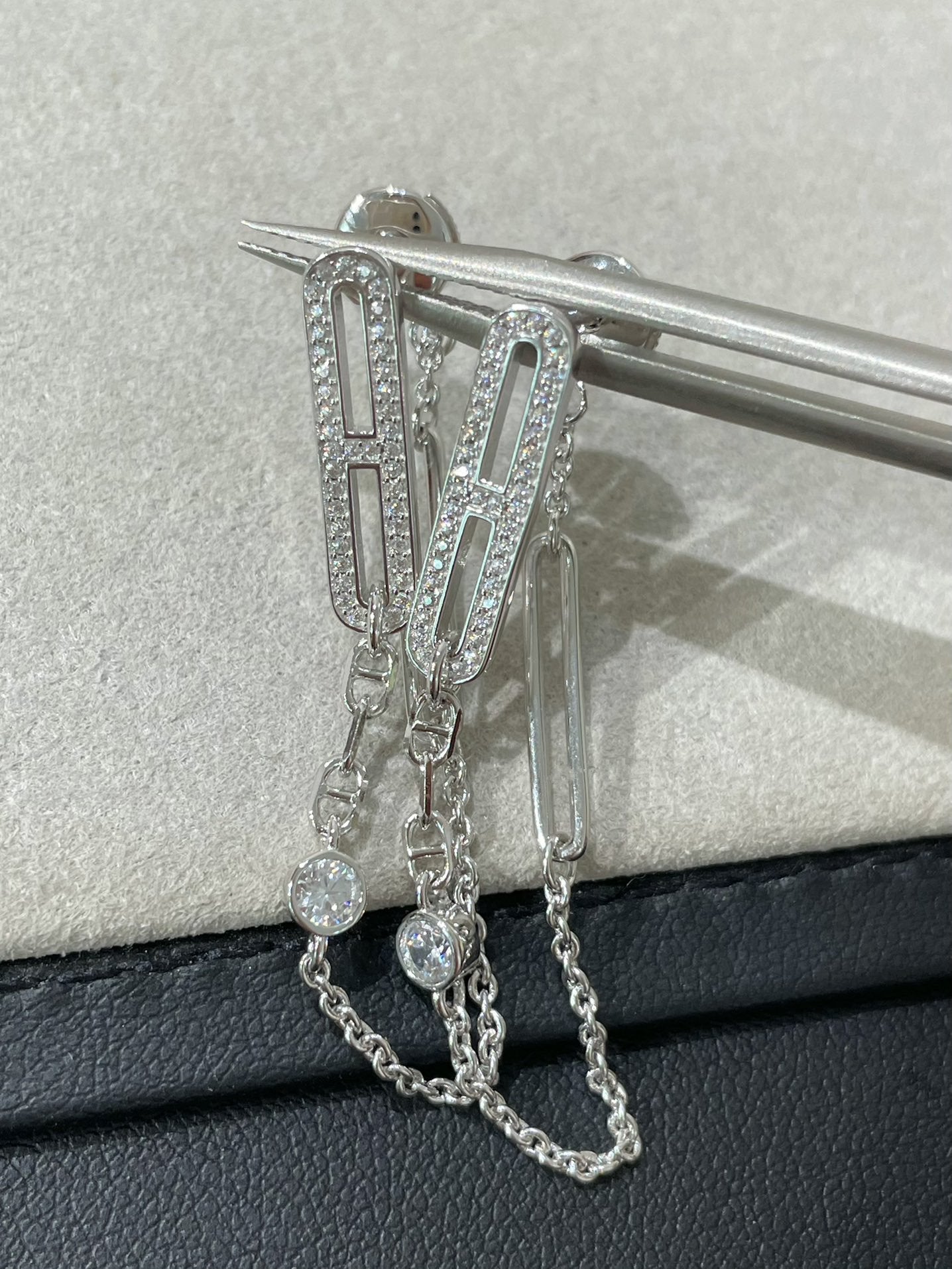[Vicky]CHAINE CHAOS DIAMOND DROP EARRINGS