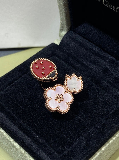 [Vicky]LUCKY 3 MOTIF ROSE GOLD RING