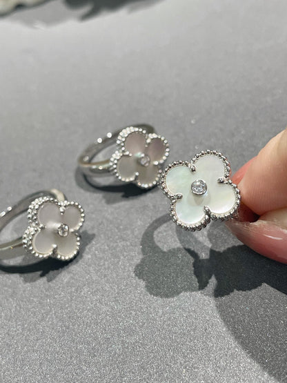 [Vicky]CLOVER SILVER MOP DIAMOND RING
