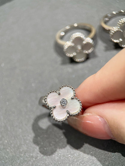 [Vicky]CLOVER SILVER MOP DIAMOND RING