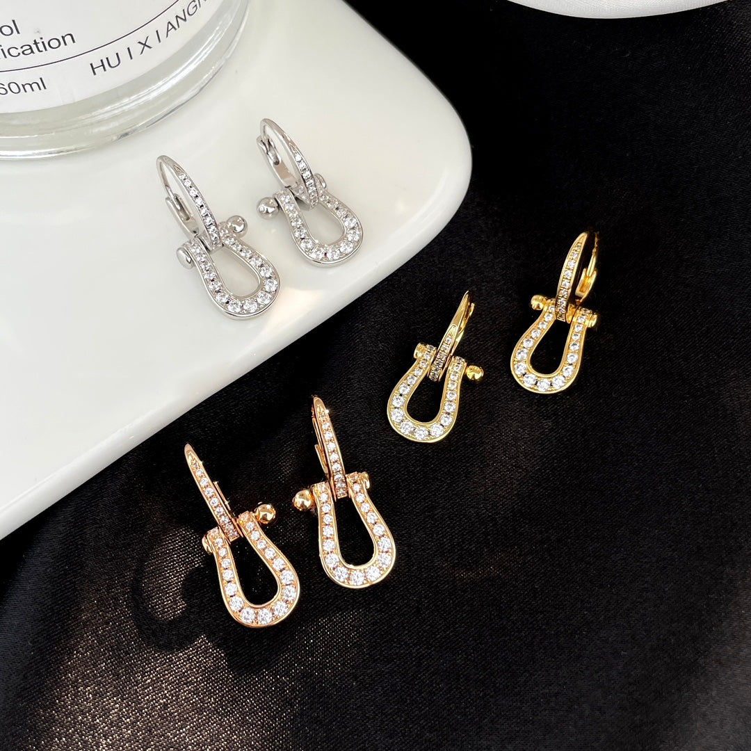 [Vicky]FORCE 10 FULL DIAMOND DROP EARRINGS MEDIUM MODEL