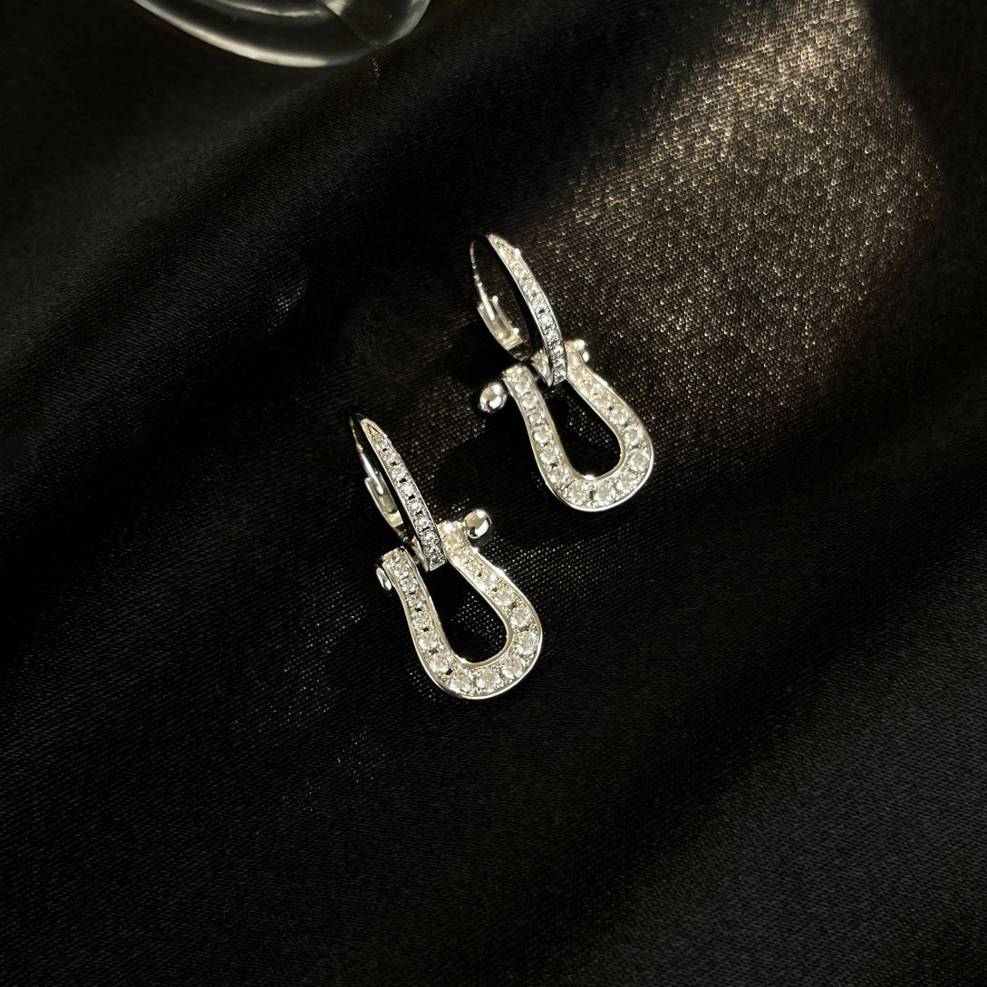 [Vicky]FORCE 10 FULL DIAMOND DROP EARRINGS MEDIUM MODEL