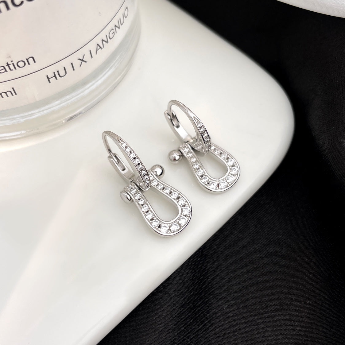 [Vicky]FORCE 10 FULL DIAMOND DROP EARRINGS MEDIUM MODEL