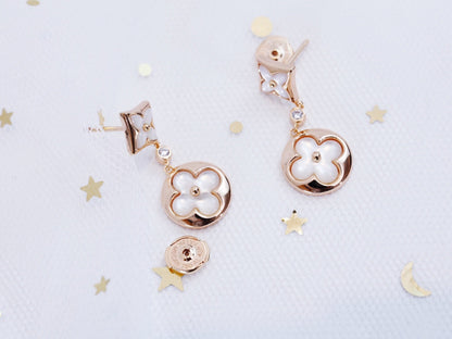 [Vicky]STAR AND SUN PINK GOLD MOP DROP EARRINGS