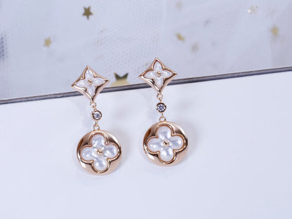 [Vicky]STAR AND SUN PINK GOLD MOP DROP EARRINGS