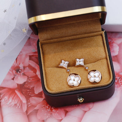 [Vicky]STAR AND SUN PINK GOLD MOP DROP EARRINGS