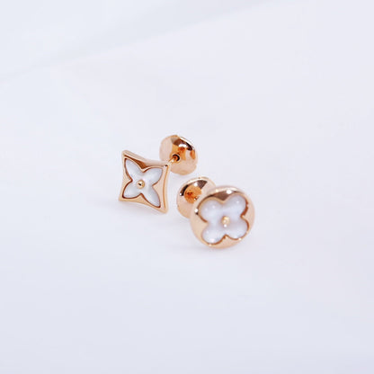[Vicky]STAR AND SUN PINK GOLD MOP STUD EARRINGS