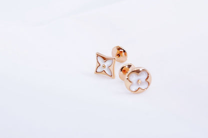 [Vicky]STAR AND SUN PINK GOLD MOP STUD EARRINGS