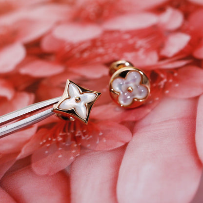 [Vicky]STAR AND SUN PINK GOLD MOP STUD EARRINGS