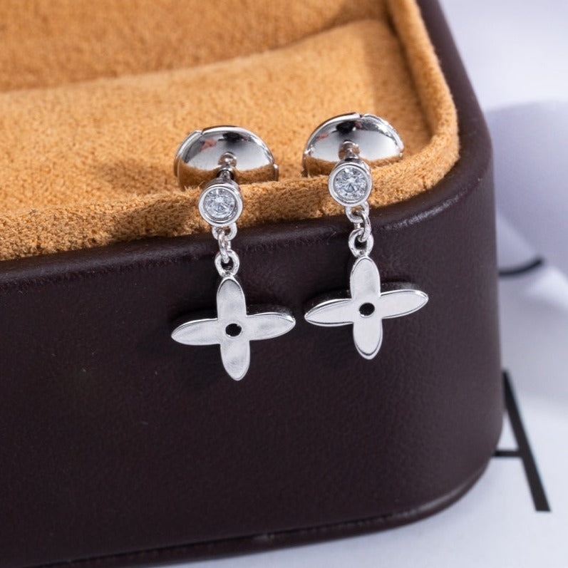 [Vicky]VIDYLLE SILVER DIAMOND MINI DROP EARRINGS