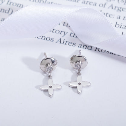 [Vicky]VIDYLLE SILVER DIAMOND MINI DROP EARRINGS