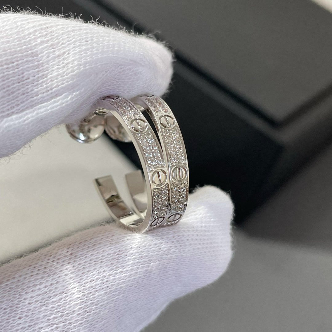 [Vicky]Liebe Diamant Silber Creolen