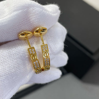 [Vicky]LOVE DIAMOND GOLD HOOP EARRINGS