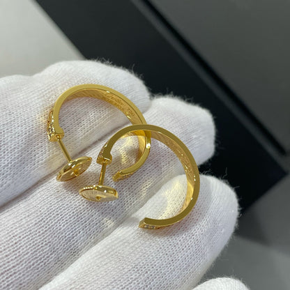 [Vicky]LOVE DIAMOND GOLD HOOP EARRINGS
