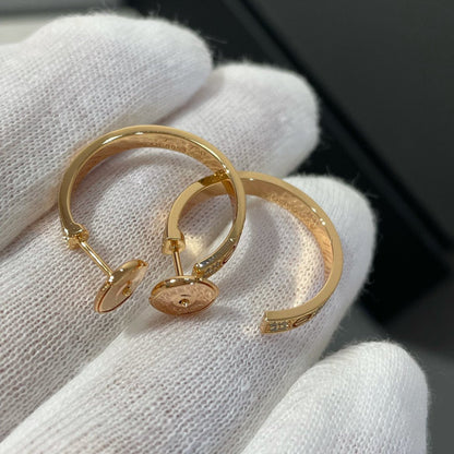 [Vicky]LOVE DIAMOND PINK GOLD HOOP EARRINGS