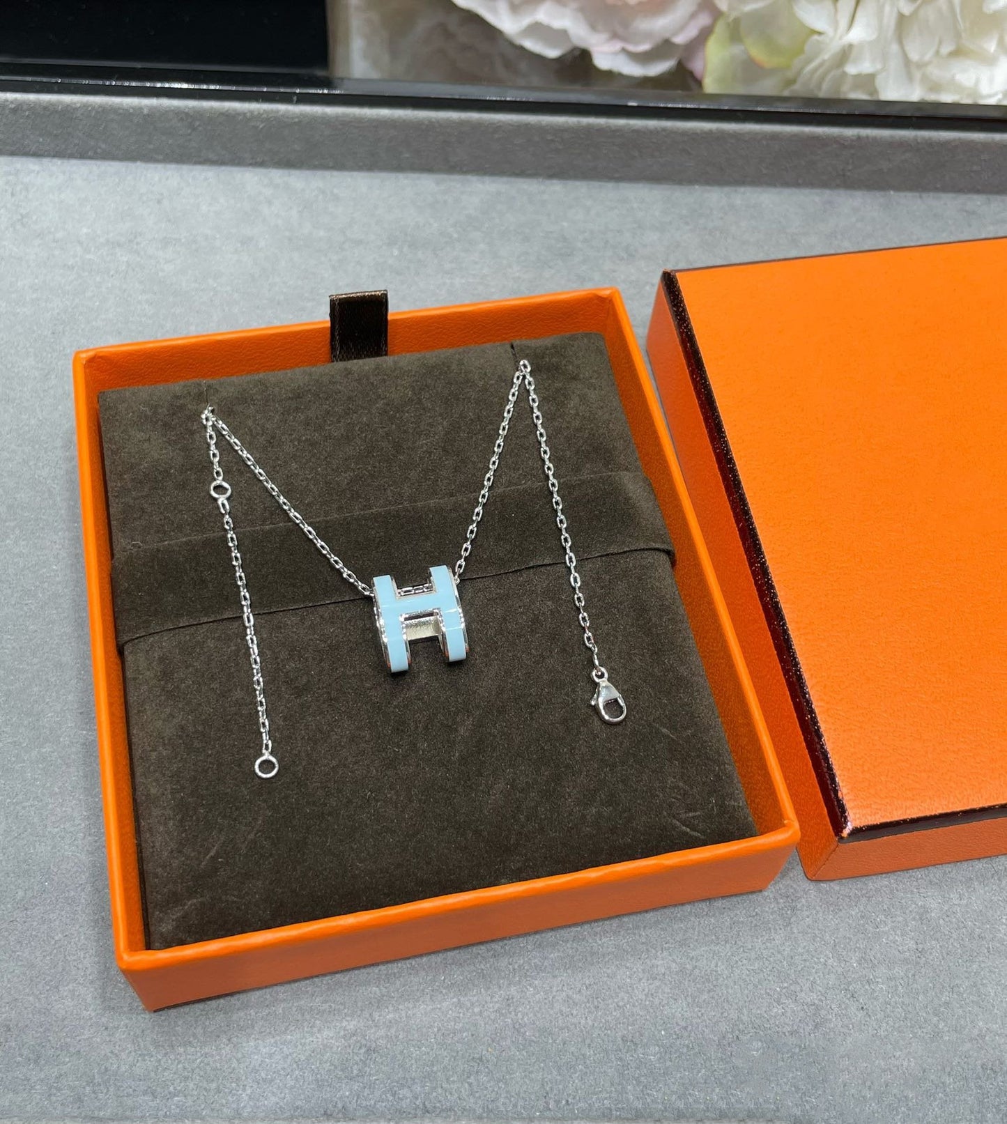 [Vicky]POP H SKY BLUE NECKLACE