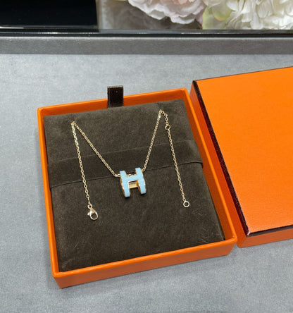 [Vicky]POP H SKY BLUE NECKLACE