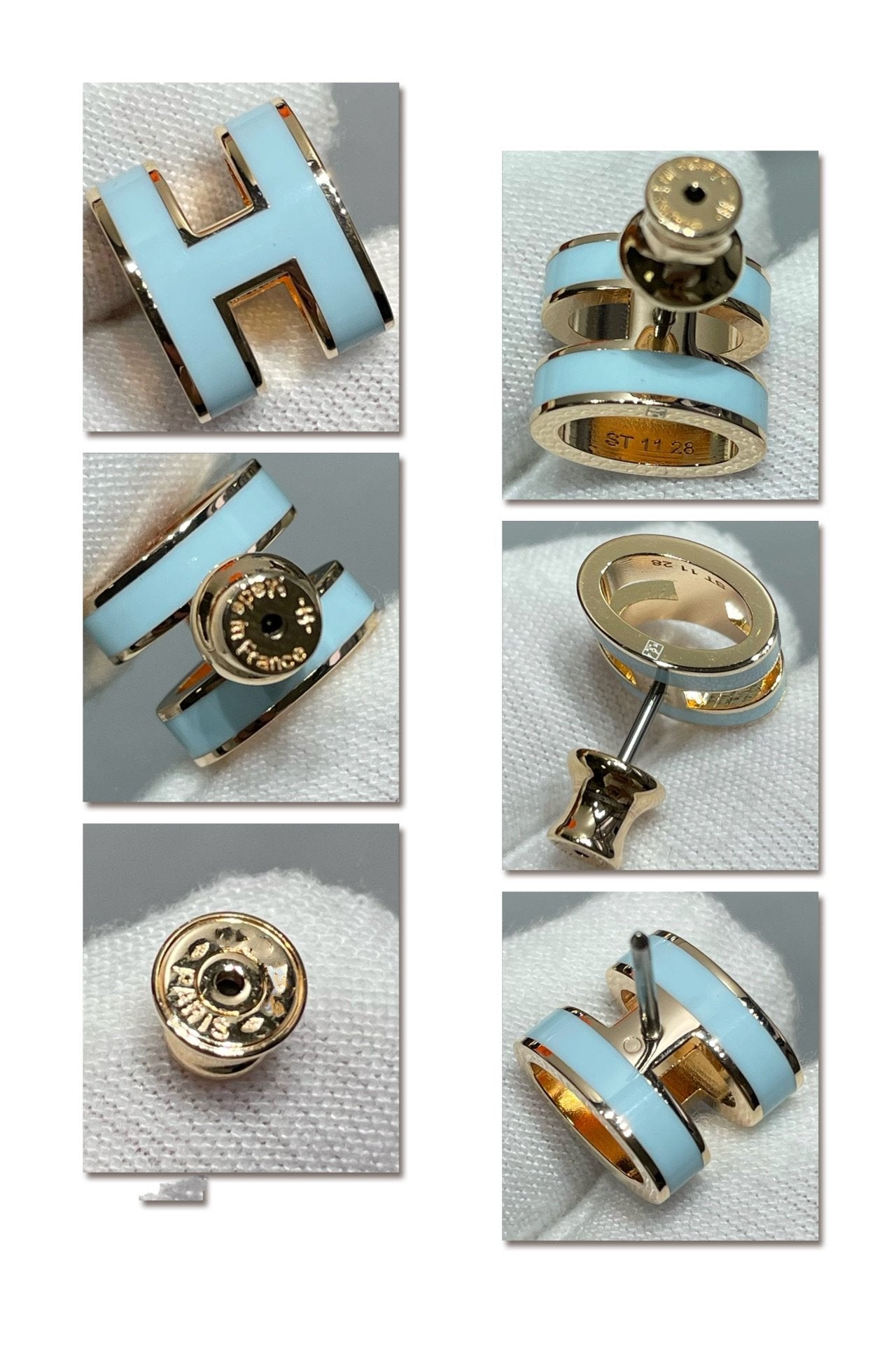 [Vicky]POP H SKY BLUE STUD EARRINGS