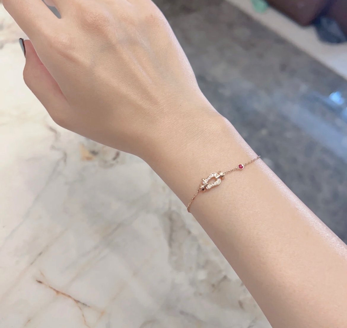 [Vicky]FORCE 10 DIAMOND CHAIN LINK PINK GOLD BRACELET