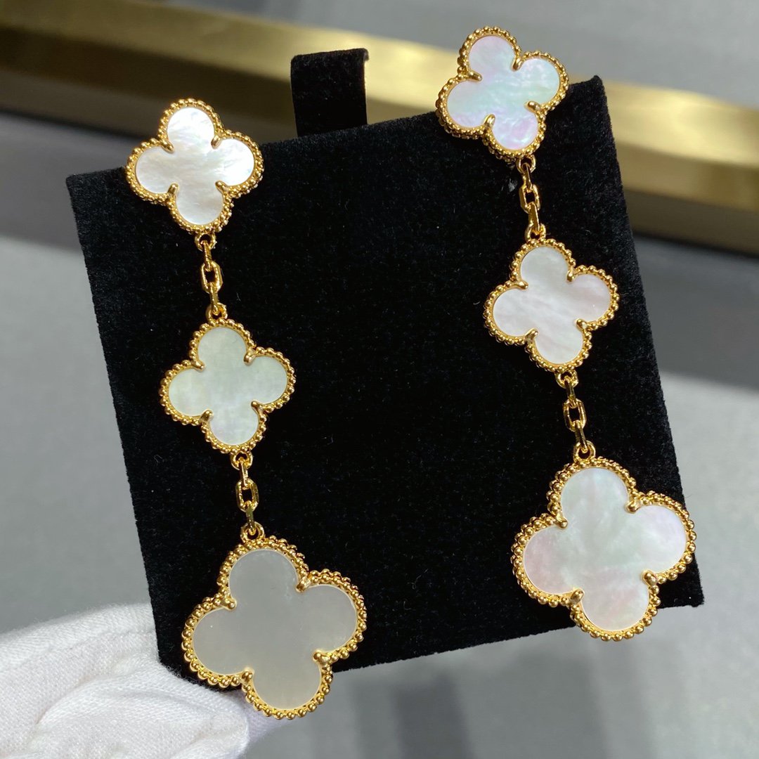 [Vicky]CLOVER MOP 3 MOTIFS GOLD EARRINGS