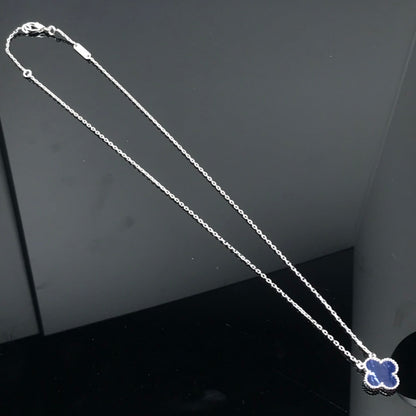[Vicky]CLOVER PIETERSITE SILVER LONG NECKLACE