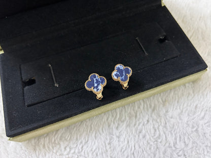 [Vicky]CLOVER PIETERSITE MEDIUM STUD EARRINGS
